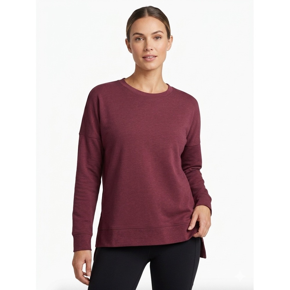 Tasc Performance Light Weight Quick Dry French Terry Burgundy Maroon Crew Neck S